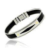 Genuine 18K Gold rubber Stainless Steel Screws Diamond Cable Mens Bracelet