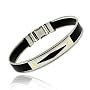 Genuine 18K Gold rubber Stainless Steel Screws Cable Mens Bracelet