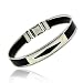 Genuine 18K Gold rubber Stainless Steel Screws Cable Mens Bracelet