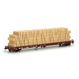 HO RTR 60' Flat w/Lumber Load, BNSF #1