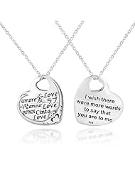 925 Sterling Silver Claddagh Heart Love in Different Languages Pendant Necklace 18" for Women