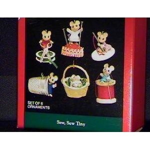 QXM5794 Sew, Sew Tiny Tender Touches 1992 Hallmark Miniature Keepsake Ornament 6 pc Set