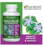 Trunature Ginkgo Biloba with Vinpocetine, 300 Softgels 120 mg Gingko Biloba with 5 mg Vinpocetine Standardized Herbal Extract
