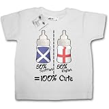 from Dirty Fingers Dirty Fingers - 50 Scottish, 50 English 100 Cute - Baby & Toddler Short Sleeve Bodysuit / BabyGrow, 3-6 months, White