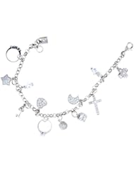 Sterling Silver Bracelet with Pave-Set Charms
