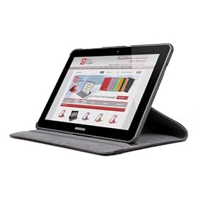 Etui DURAGADGET Luxe Noir, rotatif � 360� et support arri�re r�tractable pour tablette Samsung Galaxy Tab P7500 et P7510, 10,1 pouces