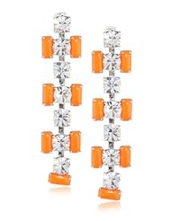 Yochi Orange Linear Chandelier Earrings