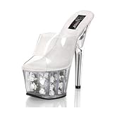 Women's Adore-701Fl, 6 1/2" Stiletto Heel Flower Filled Platform Slide