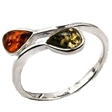 Baltic Multicolor Amber Sterling Silver Sliding Drop Ring