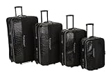 Rockland Luggage Polo Crocodile 4 Piece Luggage Set (Black Croc)