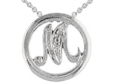 DIAMOND ACCENT INITIAL M STERLING SILVER SLIDE WITH CHAIN