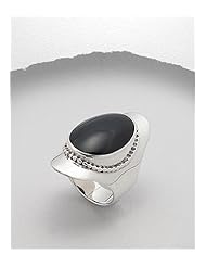 Black Resin Reconstructed stones Ring In 92.5 Sterling Silver