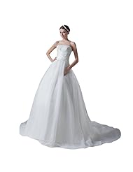Strapless Empire   Waistline  Full-Skirt Satin/Tulle  Ball Gown  Dress with a Brush/Sweep Train 