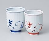 花つづり湯呑（大・小セット）　　【千茶 美濃焼】