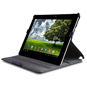 GreatShield Multi-Stand Leather Protective Folio Case for ASUS Eee Pad Transformer Prime TF201 10.1-Inch 32GB / 64GB Tablet (Black)