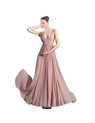 V-neck Floor Length Pleated Sheer Backless Lace Chiffon Evening Dress/Bridesmaid Dress/Prom Dress/Party Dress 