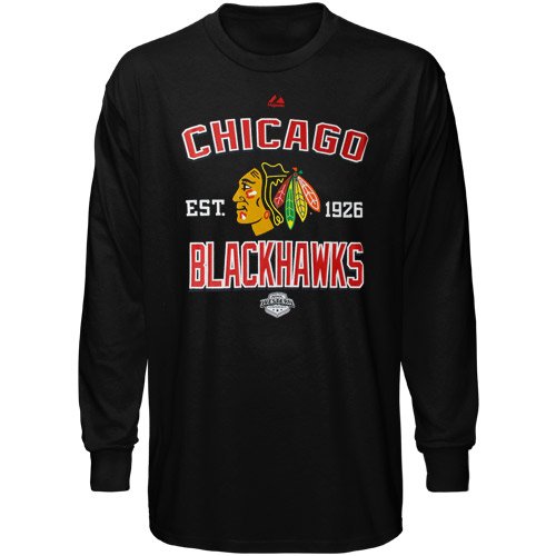 Majestic Chicago Blackhawks Athletic Streamline Long Sleeve T-Shirt - Black (XX-Large)