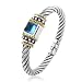 Sterling Silver 18K Gold Twisted Cable Bangle w/Blue Topaz