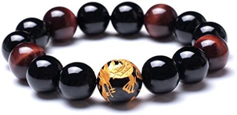 Merdia Men's Tiger Eye Stone Bracelet Dragon King Pattern Bead