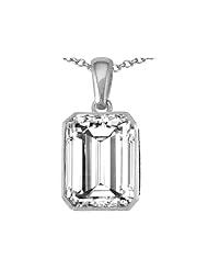 Original Star K (tm) Emerald Cut 10x8mm Genuine White Topaz Pendant in .925 Sterling Silver