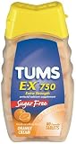 Tums Antacid/Calcium Supplement Chewable Tablets, Extra Strength, Sugar free, Orange Cream, 80-Count Bottles (Pack of 4)