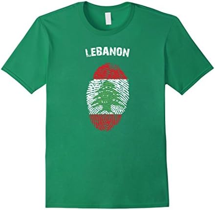 Men's Lebanon Pride T-Shirt Fingerprint Flag, It's In My DNA Medium Kelly Green