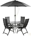 106cm Porto Fino Round Glass Table with 4 Reclining Chairs