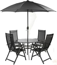 106cm Porto Fino Round Glass Table with 4 Reclining Chairs