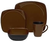Hearthstone Stoneware Square 16-Piece Set, Service for 4, Forest