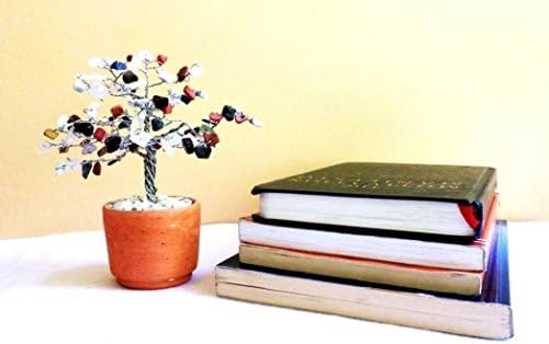 Multiple gemstones wire tree sculpture - desk decor - home decor - cubicle decor