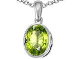 1.65 cts Genuine Oval Peridot Pendant - 14kt White or Yellow Gold FREE GIFT BAG!
