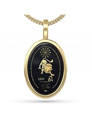 Leo Necklace: Zodiac Necklace with Inscriptions of 24kt Gold Over Onyx Stone