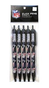 NFL New England Patriots Disposable Black Ink Click Pens, 5-Pack