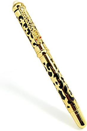 Shiny Gloden Hollow Design Black Barrel Dragon Nip F Nib Fountain Pen Gift Art