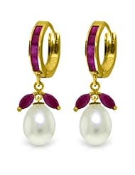 14k Solid Gold Ruby Earrings with Pearls