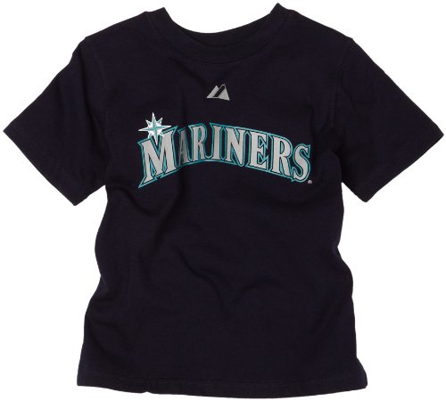 MLB Boys' Seattle Mariners Ichiro Suzuki Pullover Tee With Name & Number (Navy , 4)