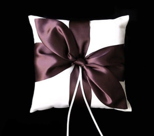 Black Satin Bow White Wedding Ring Pillow Bearer