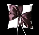 BROWN Satin Bow IVORY Wedding Ring Pillow Bearer