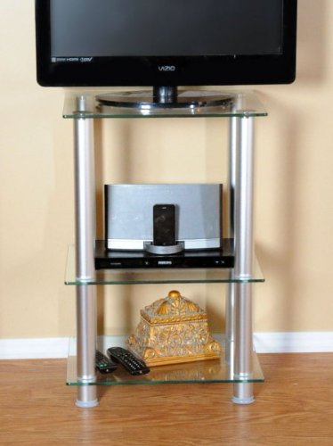 29.5-Inch Extra Tall Glass and Aluminum LCD and Plasma TV Stand (Clear) (29.5