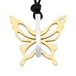 Ziovani 2-tone Butterfly Invisible Bail w/ CZ Stainless Steel Pendant Necklace