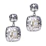 925 Sterling Silver Square Crystal And Leaf Stud Earrings