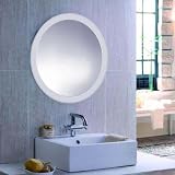 Argentcrystal YJ-593 23-inch Round Glass Wall Mirror Bedroom / Bathroom, Silver
