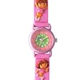 Baby Watch - Montre enfant p�dagogique - Fille - Tiny p�dagogique dora - Bracelet Plastique gomme rose fonc� avec personnages - Avec m�thode d'apprentissage