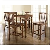 Crosley Furniture 5 Piece Pub Dining Set with Turned Leg and School House S ....