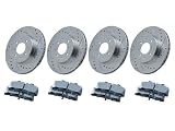 Front & Rear Cross Drilled / Slotted Rotor Package + Premium Ceramic Pads 1994 - 2004 Ford Mustang Cobra / Mach 1 ( Excludes GT and V - 6 Models )