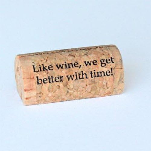 "Like wine, we get better with time" Wine Cork Place Card Holder - Set of 25