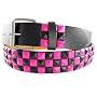 GENUINE LEATHER PINK BLACK STUDDED SNAP ON BELT WITH A DETACHABLE BUCKLE GOOD FOR ANY BUCKLES