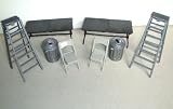 WWE FIGURE ACCESSORIES DELUXE WRESTLING TABLE, LADDER,TRASHCAN & CHAIR MATCH SET 8PC