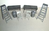 WWE FIGURE ACCESSORIES DELUXE WRESTLING TABLE, LADDER,TRASHCAN & CHAIR MATCH SET 8PC