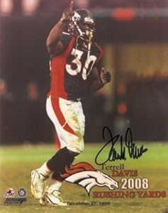 Terrell Davis Autographed/Hand Signed Denver Broncos 8x10 Photo (2008 Rushing Yards-1998)